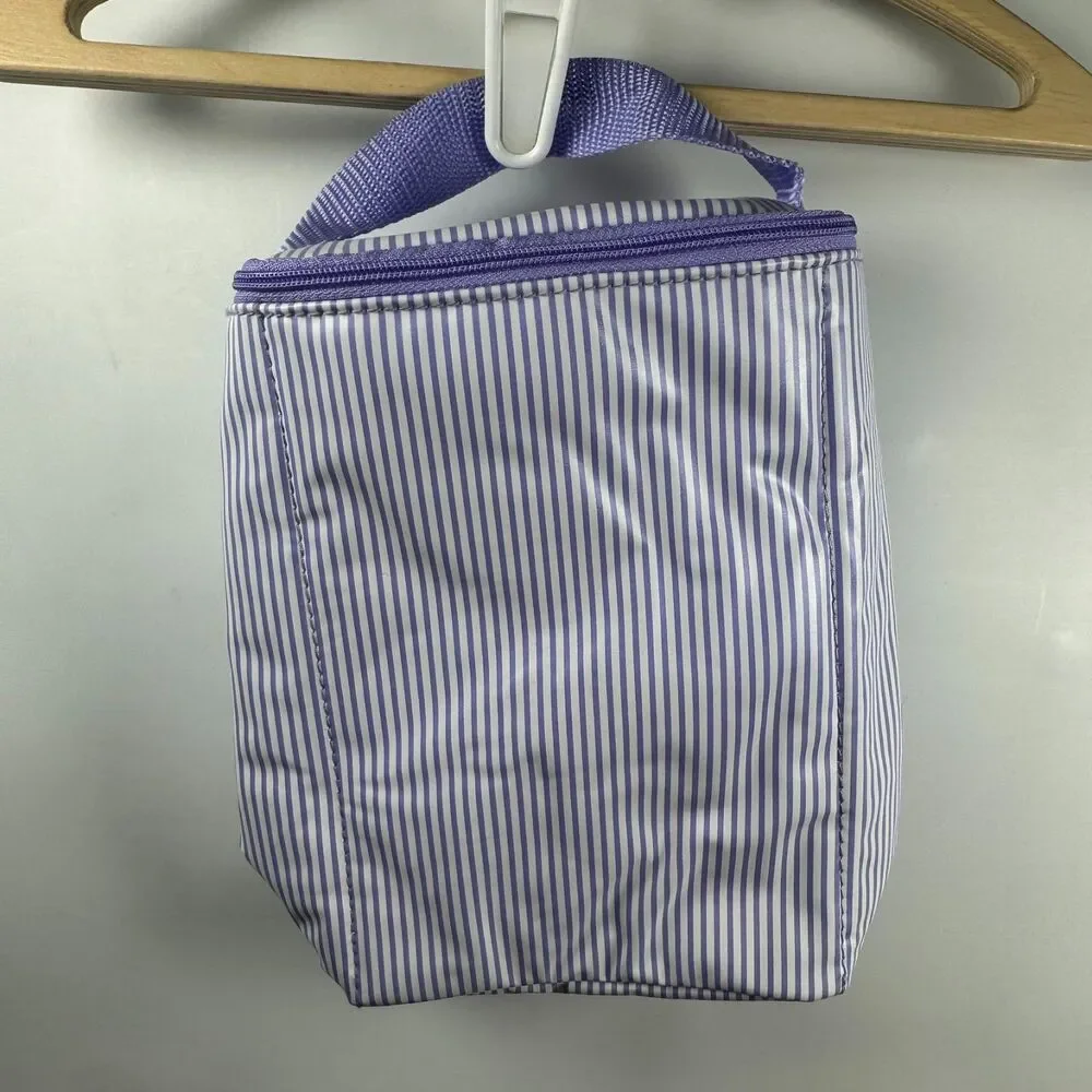 VTG Purple White Striped Small Baby Diaper Bag Zipper Pouch Bottle Holder Y2K